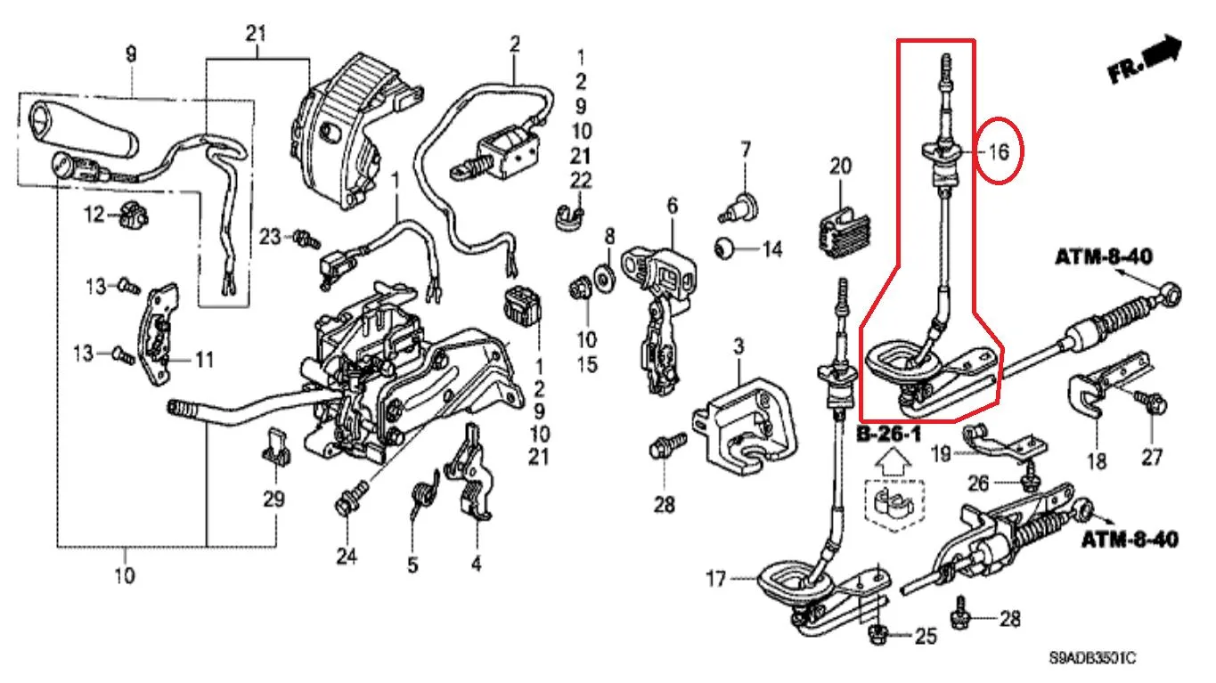 Kabel Persneling Transmisi Matic Metik CRV 2002-2004 Original