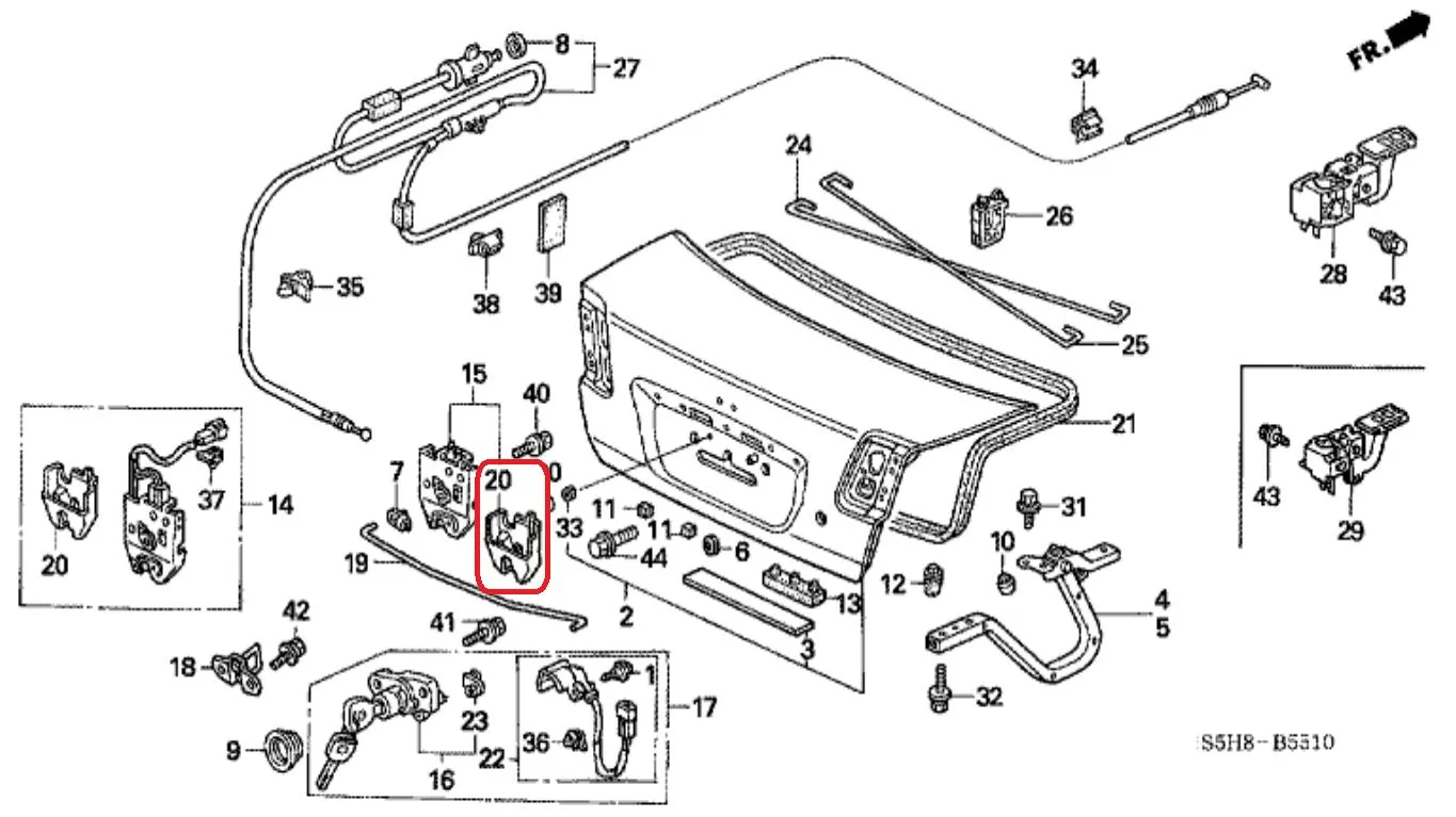 Cover Lock Pintu Bagasi Honda ACCORD 1998-2002 CIVIC ES 2001-2005