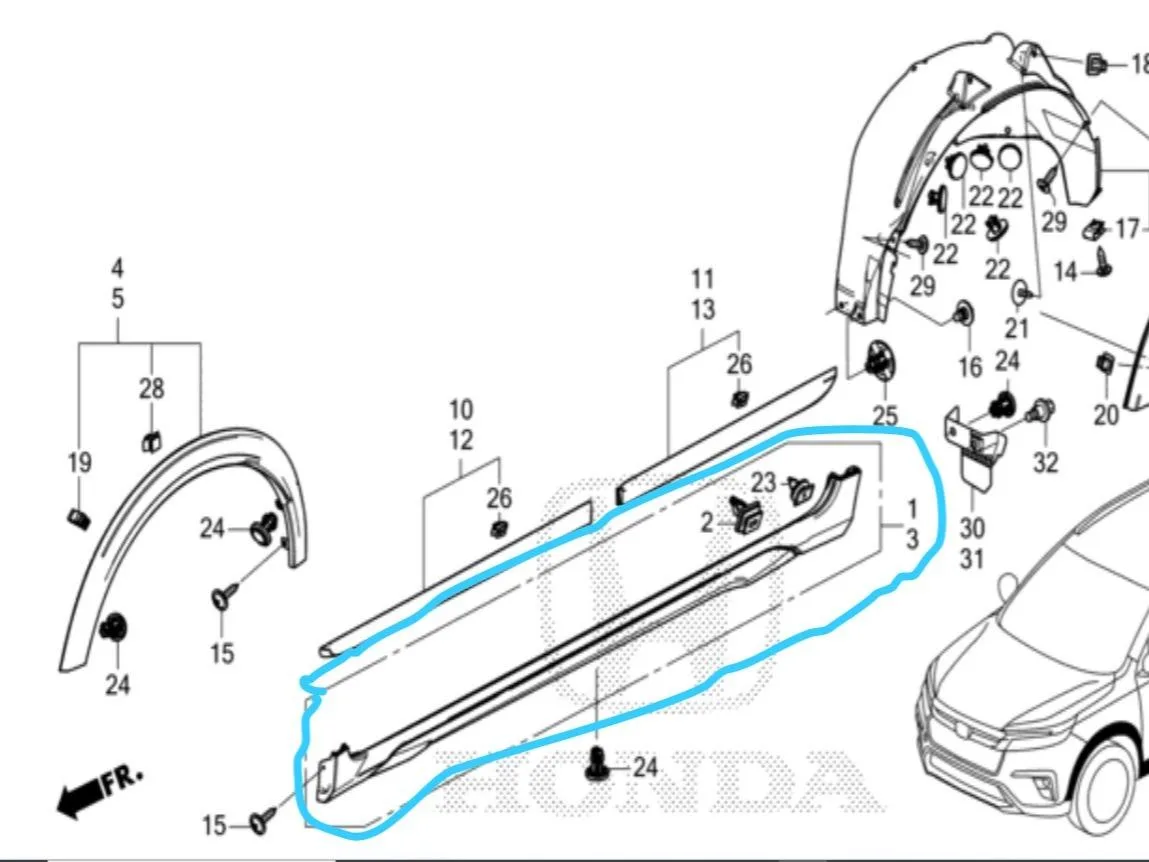 Sideskirt Trisplang Samping ALL NEW BRV PRESTIGE 2024 2025 ORIGINAL HONDA