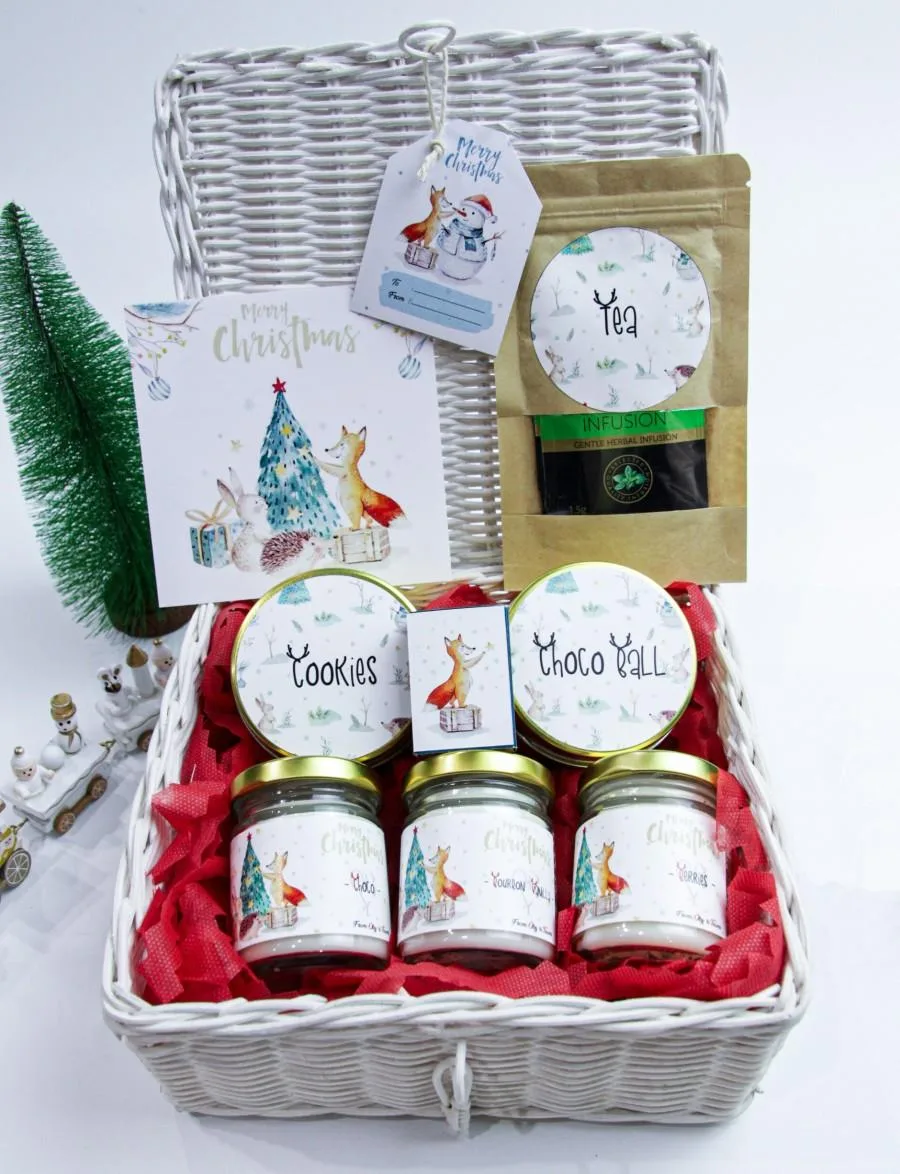 Hampers Natal Christmas Rotan Keranjang - Hampers Lilin Teh Cookies