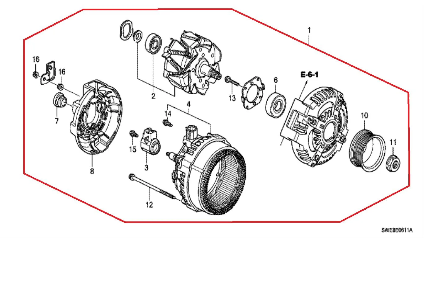 Alternator / Dinamo Amper CRV 2.4cc 2007-2012 ORIGINAL