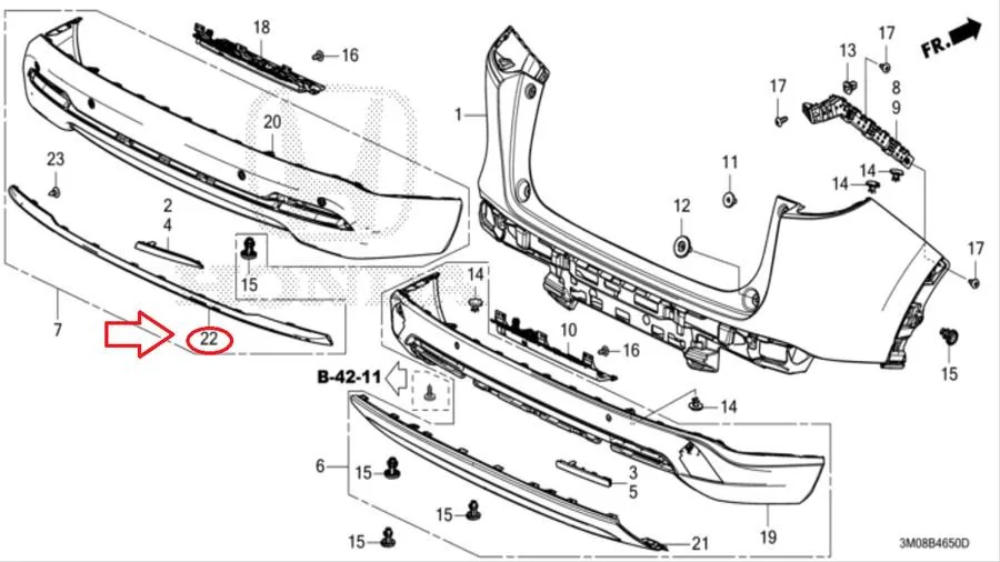 List Chrome Bumper belakang HRV Gen3 RS 2023 OriGINAL