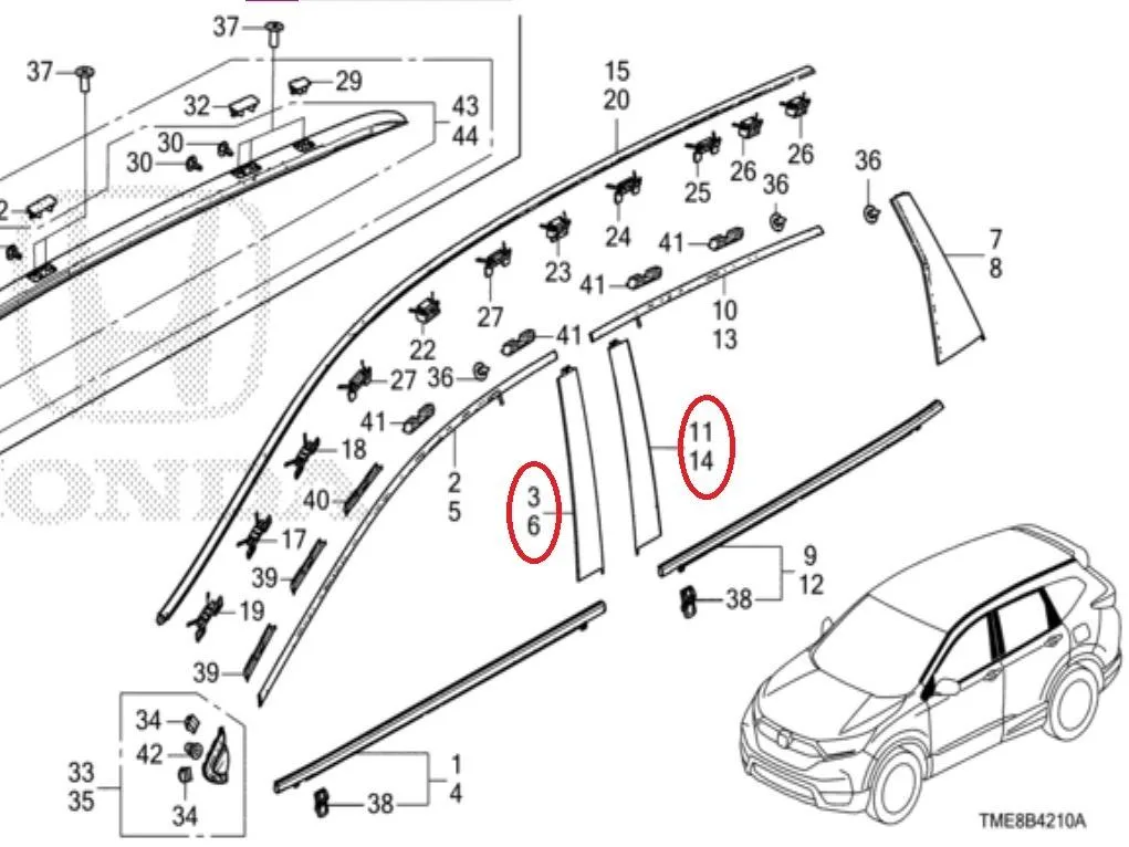 Garnish Pilar Pintu CRV TURBO 2017 2018 2019 2020 2021 2022 Original