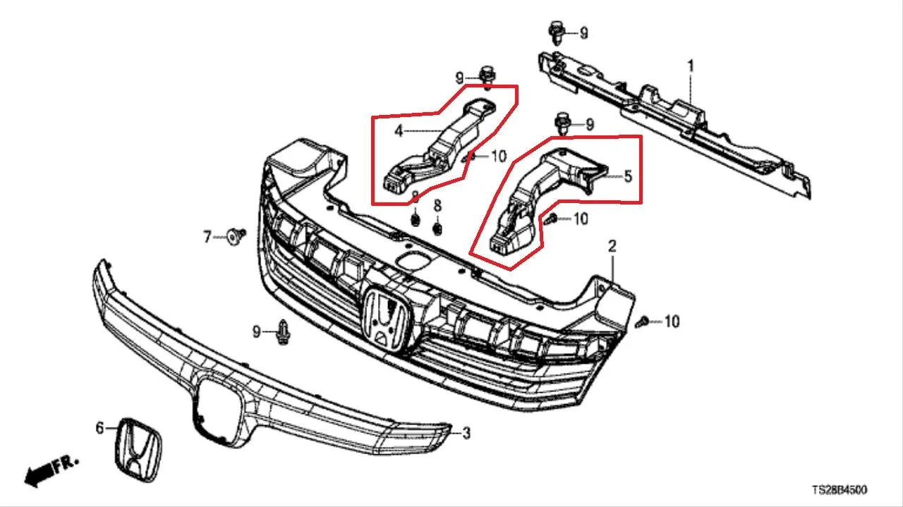 Breket Grill Tengah Kanan Kiri CIVIC 2013-2014 Original