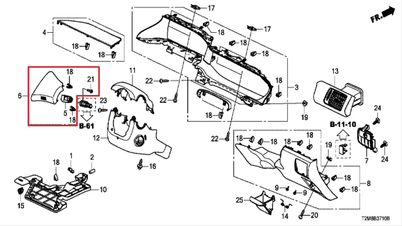 Cover Dashboard Driver ACCORD 2014-2019 Original