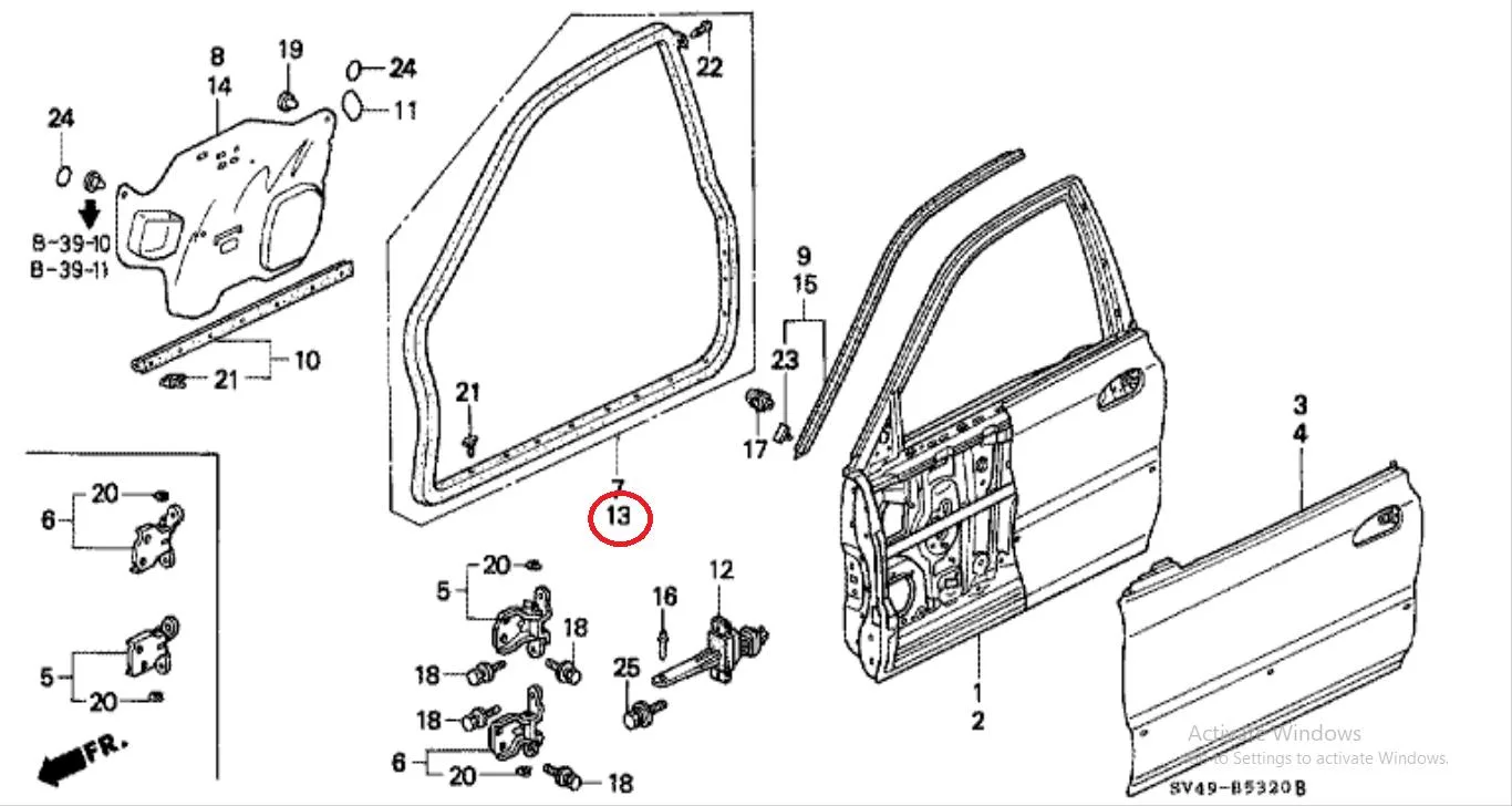 Karet Daun Pintu Honda ACCORD 1994 - 1997 Original