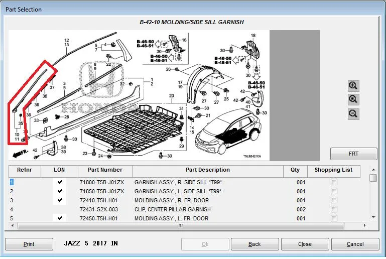 List Garnish Karet Kaca Depan Samping Jazz GK5 Original