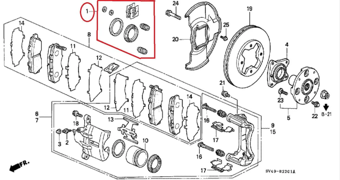 Seal Kit Rem Depan Honda ACCORD CRV 1994-2001 Original