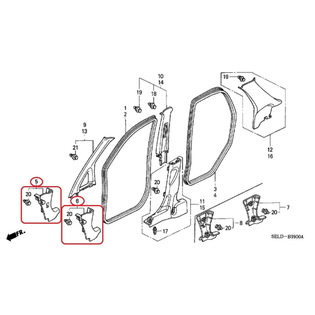 Lining Cover BAWAH Pintu Depan CITY GD8 2003-2005 Original