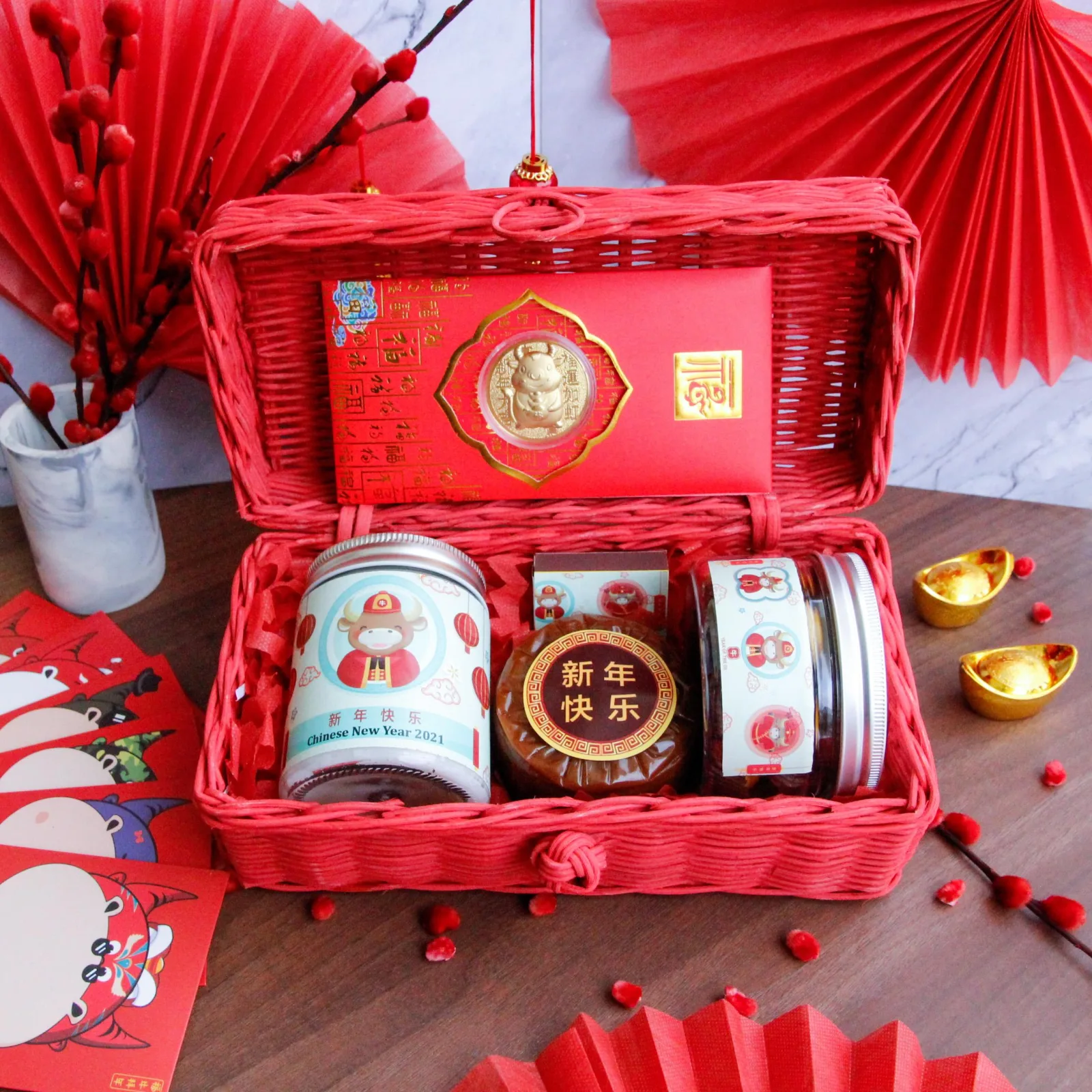 Hampers Keranjang Imlek CNY 2021 - Hampers Nastar Lilin Nian Gao
