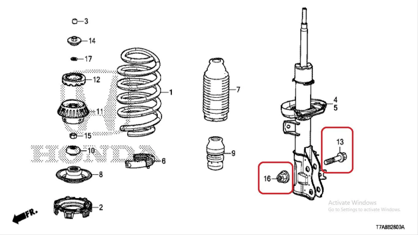 Baut Mur Shock Breket Depan HRV Civic ORIGINAL