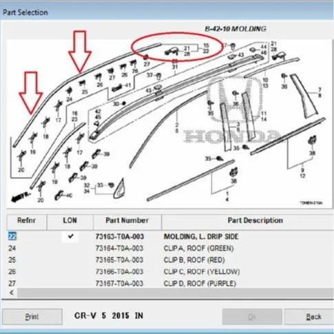 List Moulding Roof Atap Atas CRV 2013-2017 Original