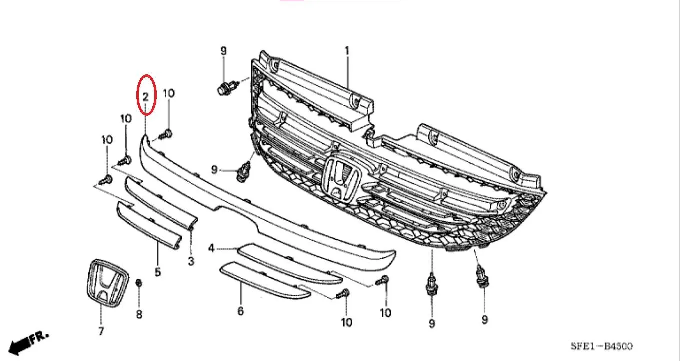 Moulding Grill / List Chrome Atas ODYSSEY 2004-2006 Original
