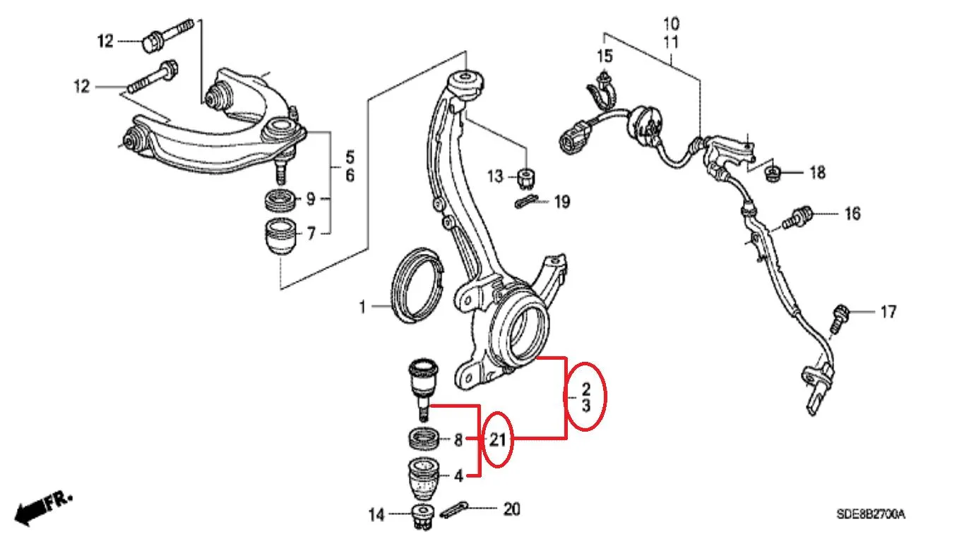 Knuckle Knuckel Roda Depan ACCORD CM5 2003-2007 Original